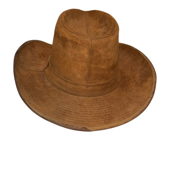 Resistol Western self conforming tawny brown leather suede cowgirl cowboy hat - Picture 4 of 5